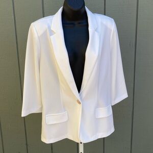 Sag Harbor White Blazer Three-Quarter Sleeve